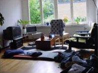 De woonkamer is ook slaapkamer